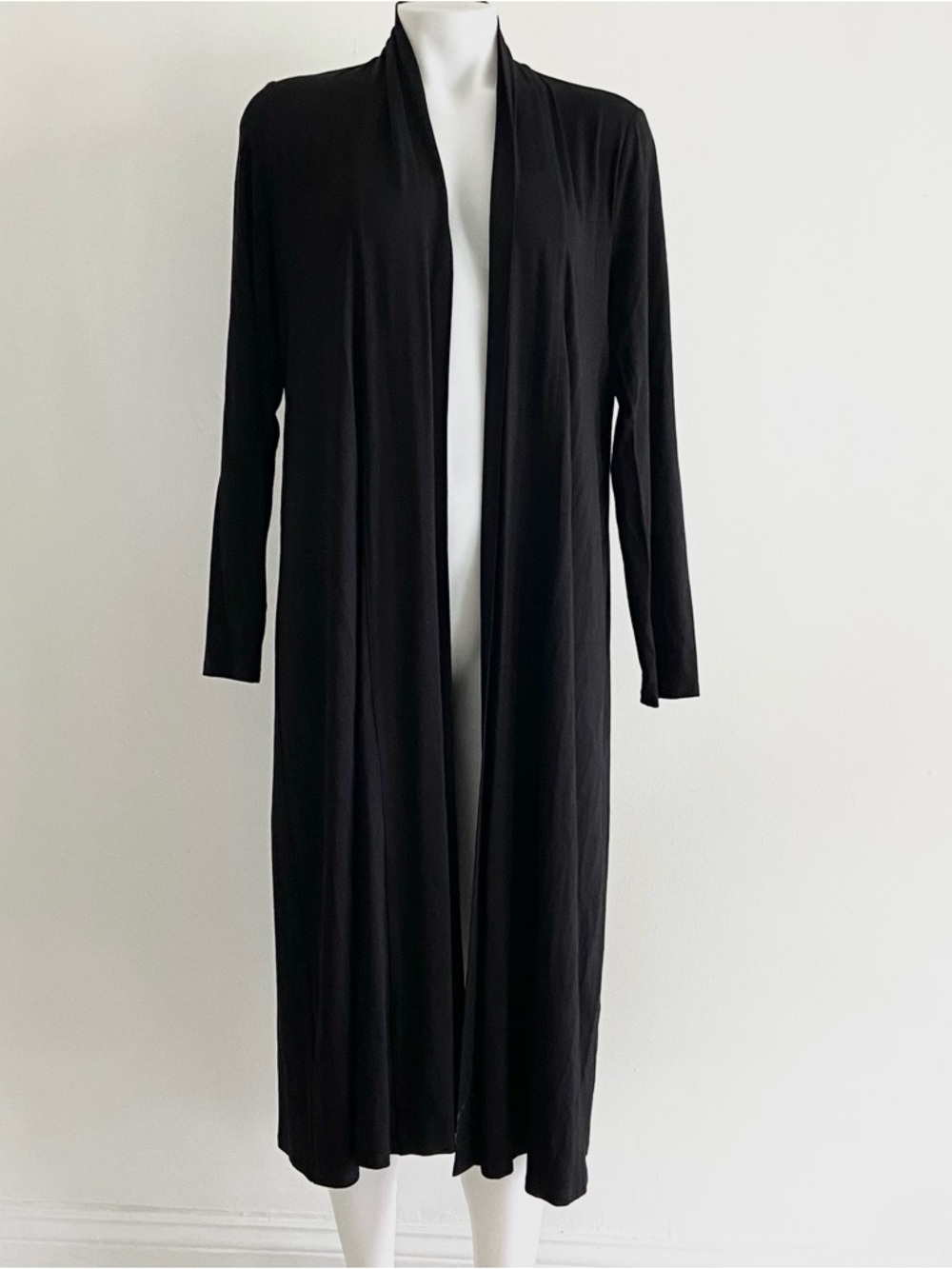 Eileen Fisher Knit Jersey Long Sleeve Open Front Cardigan Black M